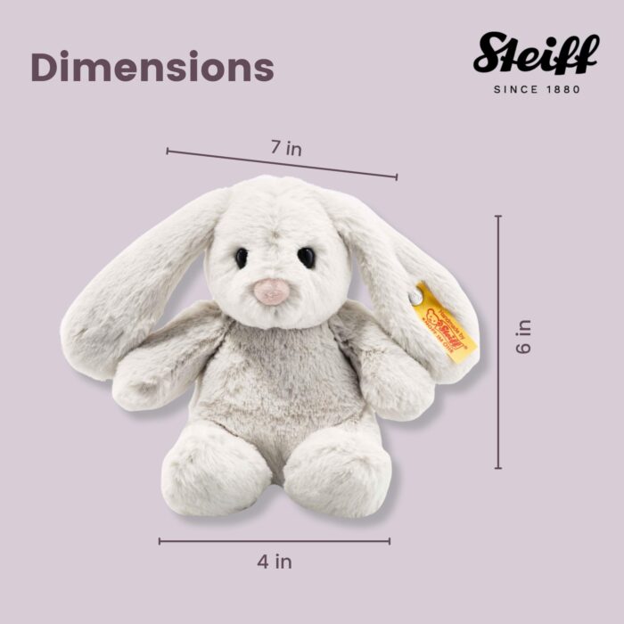 Steiff Hoppie Hase 18 cm hellgrau, Plüschtier Hase mit Schlappohren, Soft Cuddly Friends, flauschiges Stofftier zum Kuscheln – Bild 2